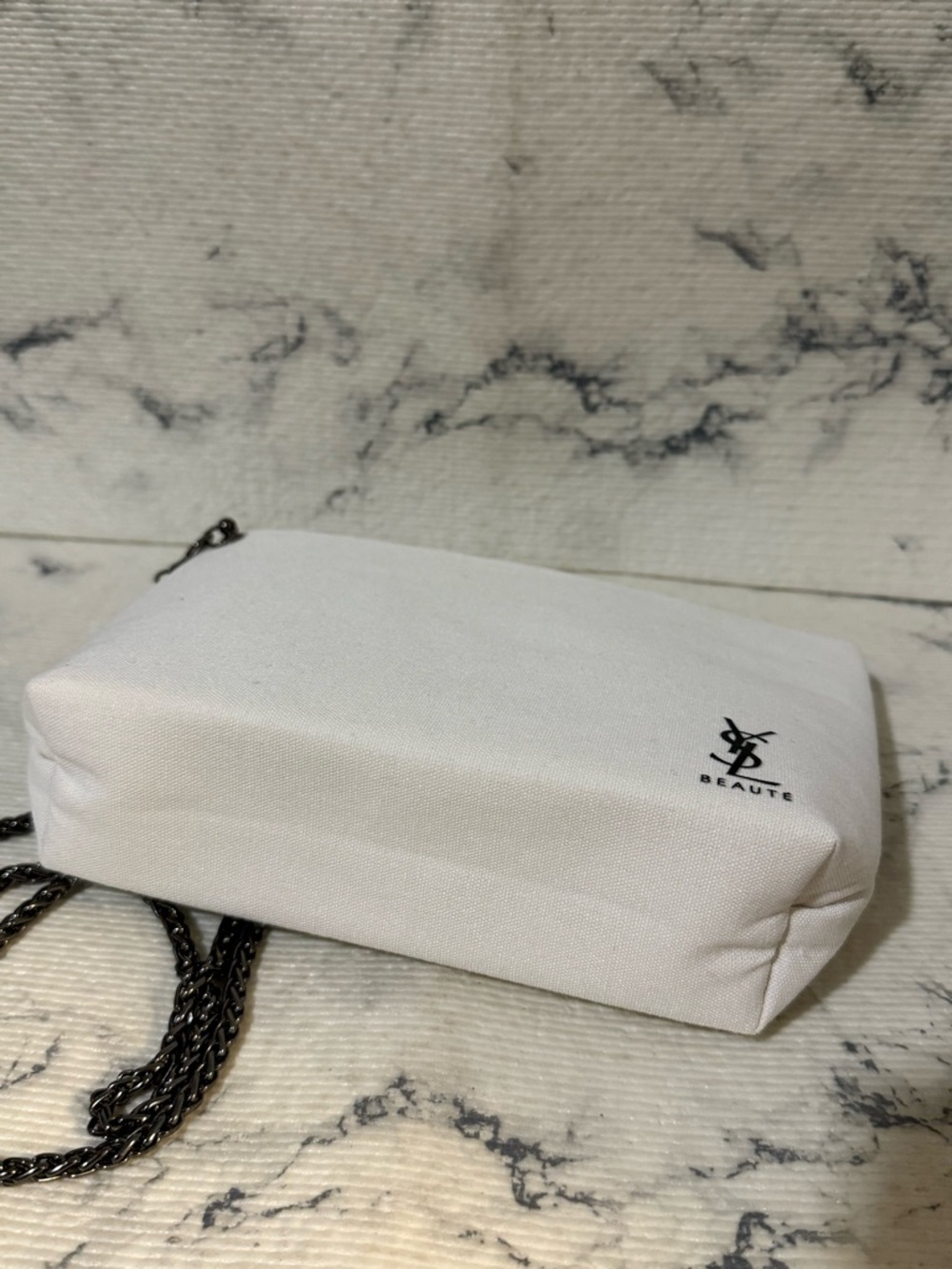 Yves Saint Laurent Beauty Canvas Bag with Chain Crossbody Strap - Picture 12 of 17